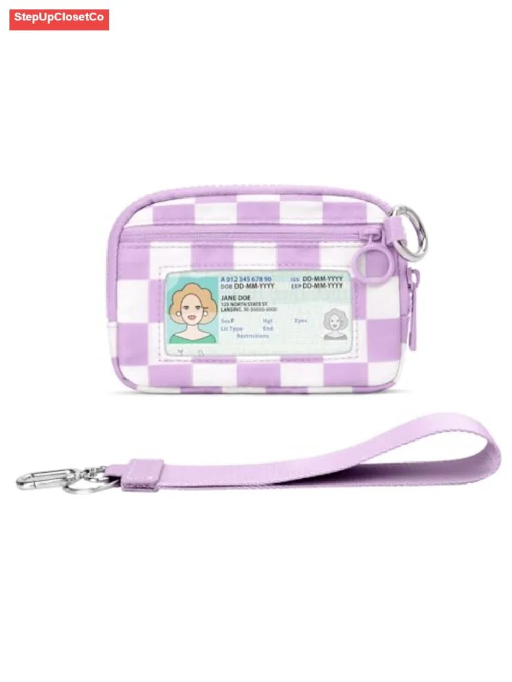 Wristlet Keychain Wallet for Women, Small Nylon Change Purse with Detachable